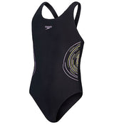 Speedo Badedragt Placement Muscleback til piger sort/lilla